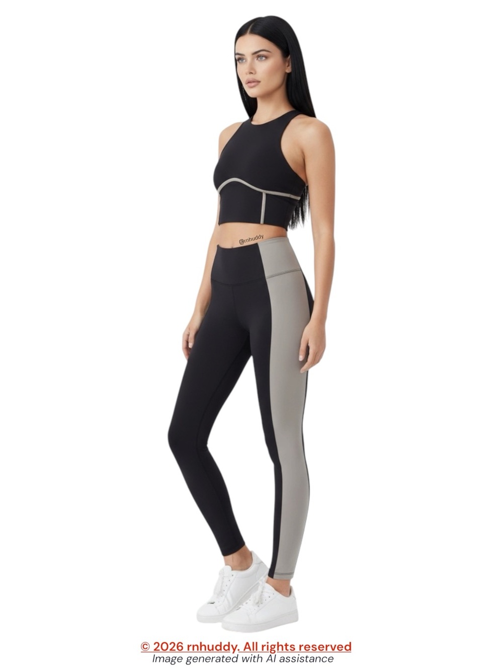 Abercrombie & Fitch YPB black taupe corset tank & color block legging
